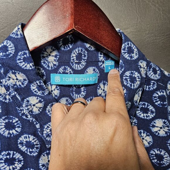 Tori Richard Shirt Mens Large Geometric Y2K Button Front Short Sleeve Space Vtg - Picture 2 of 9